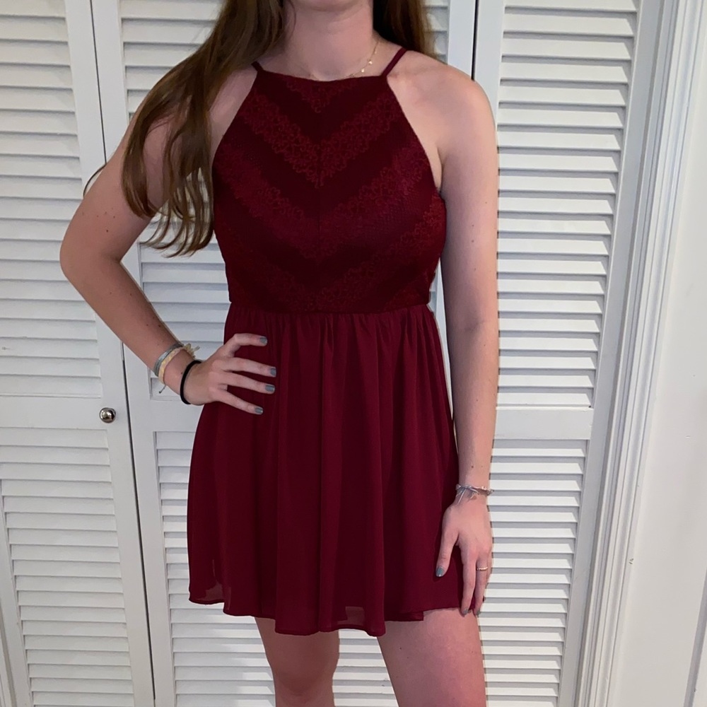 Maroon lace dress